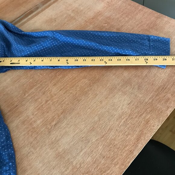 Tasso Elba 100% Linen Shirt Men XXL Blue Dots Button Up Pocket Long Sleeve 16742 - Picture 9 of 13